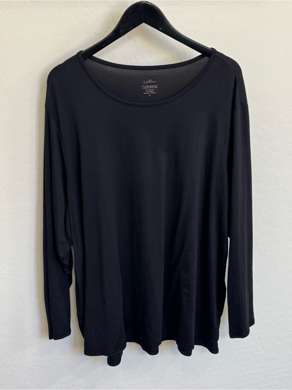 J. Jill Fit Performance Long-Sleeve Tee Black Scoop Neck Plus Size 3X Athleisure